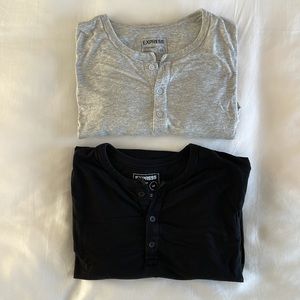 Express Slim Supersoft Henley Shirts (Set of 2) - Size Large